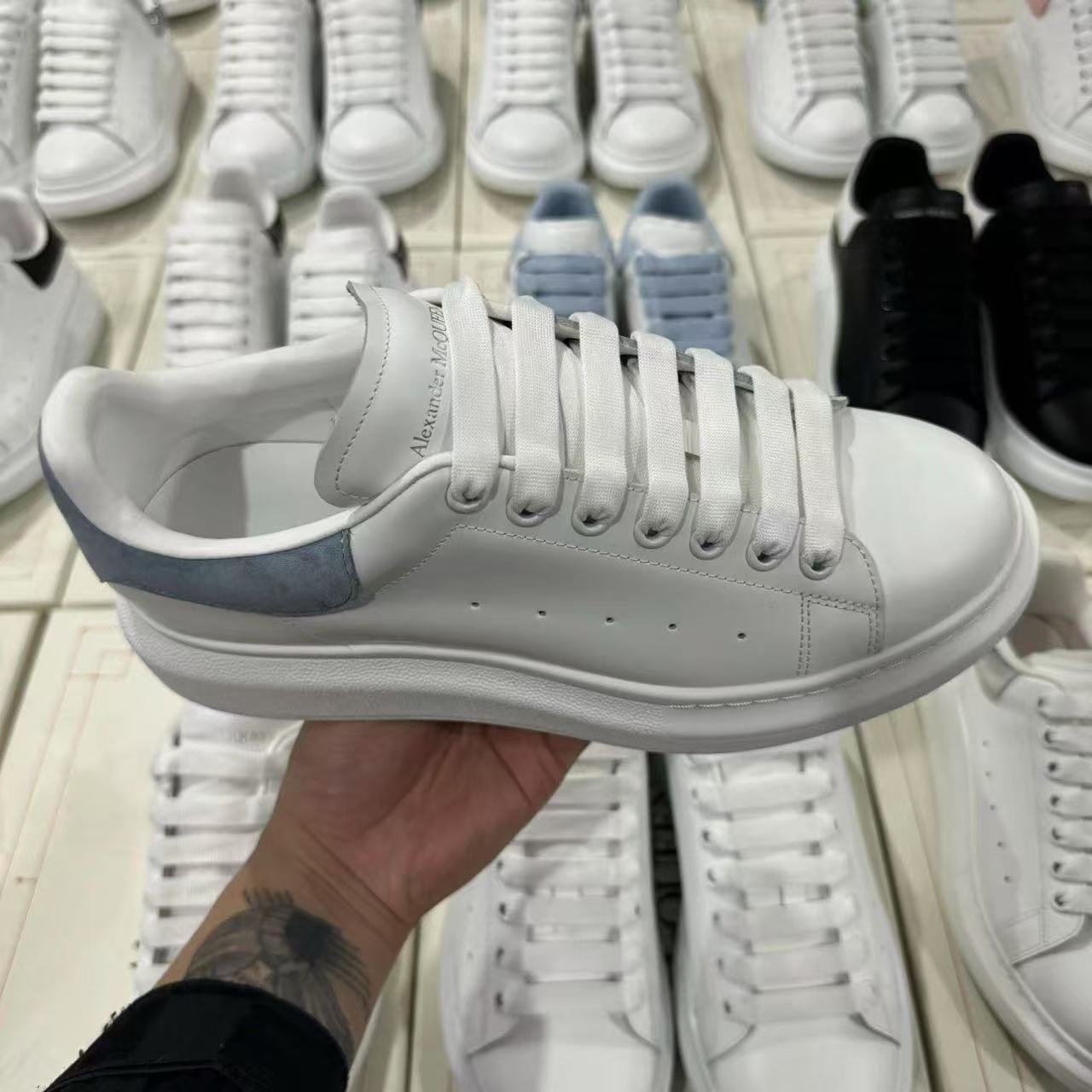 Alexander McQueen white and blue shoes