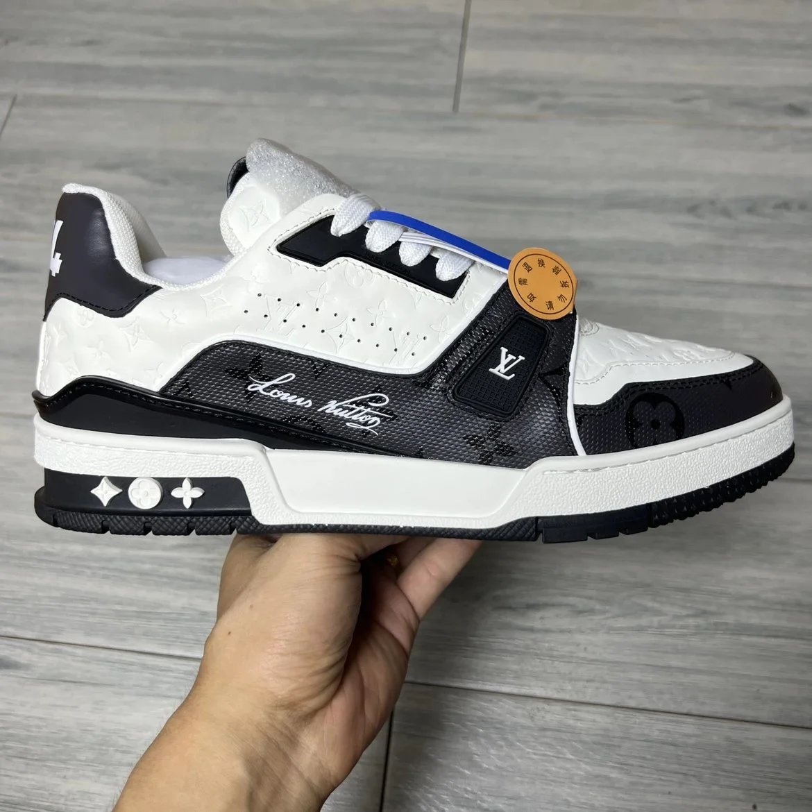 LV Full Letters Logo Trainer Shoes Panda Color