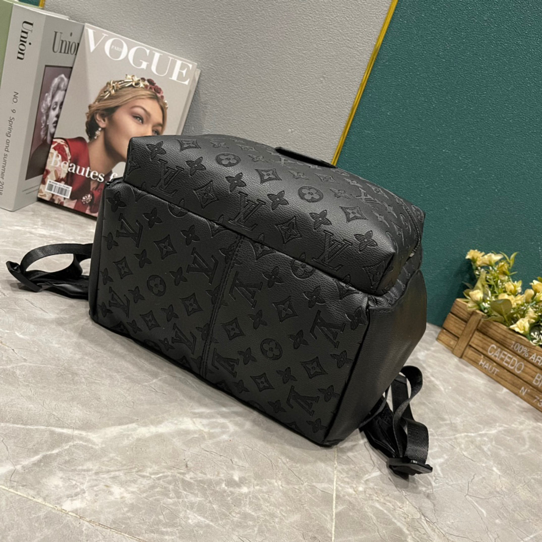 LV Discovery Embossing Monogram Backpack Black