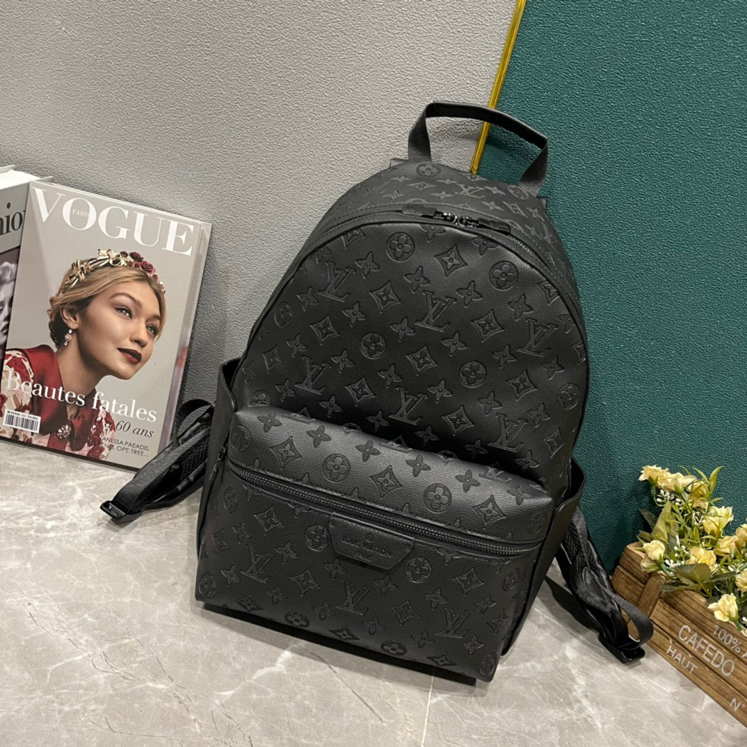 LV Discovery Embossing Monogram Backpack Black