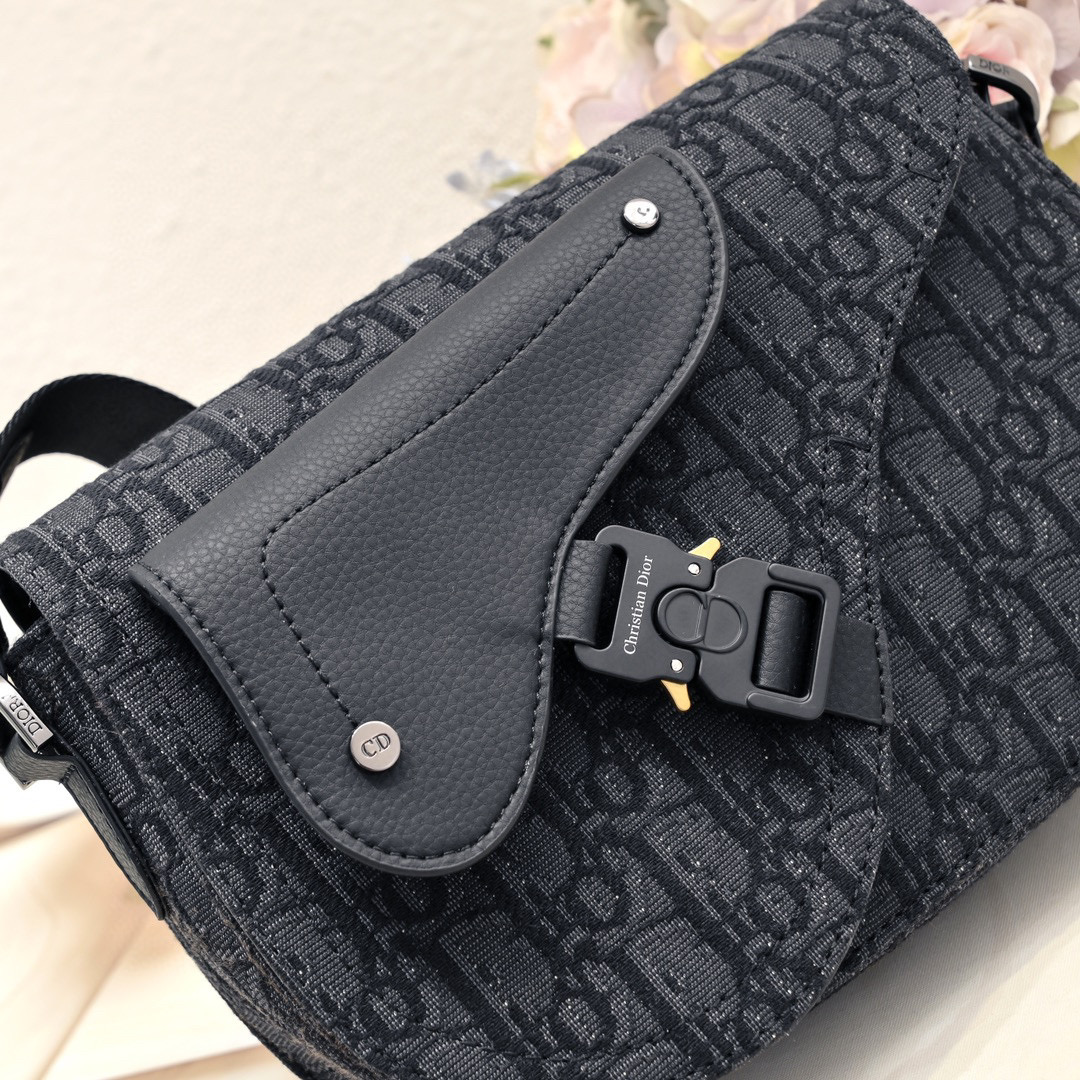 Dior Full logo Saddle Bag Black