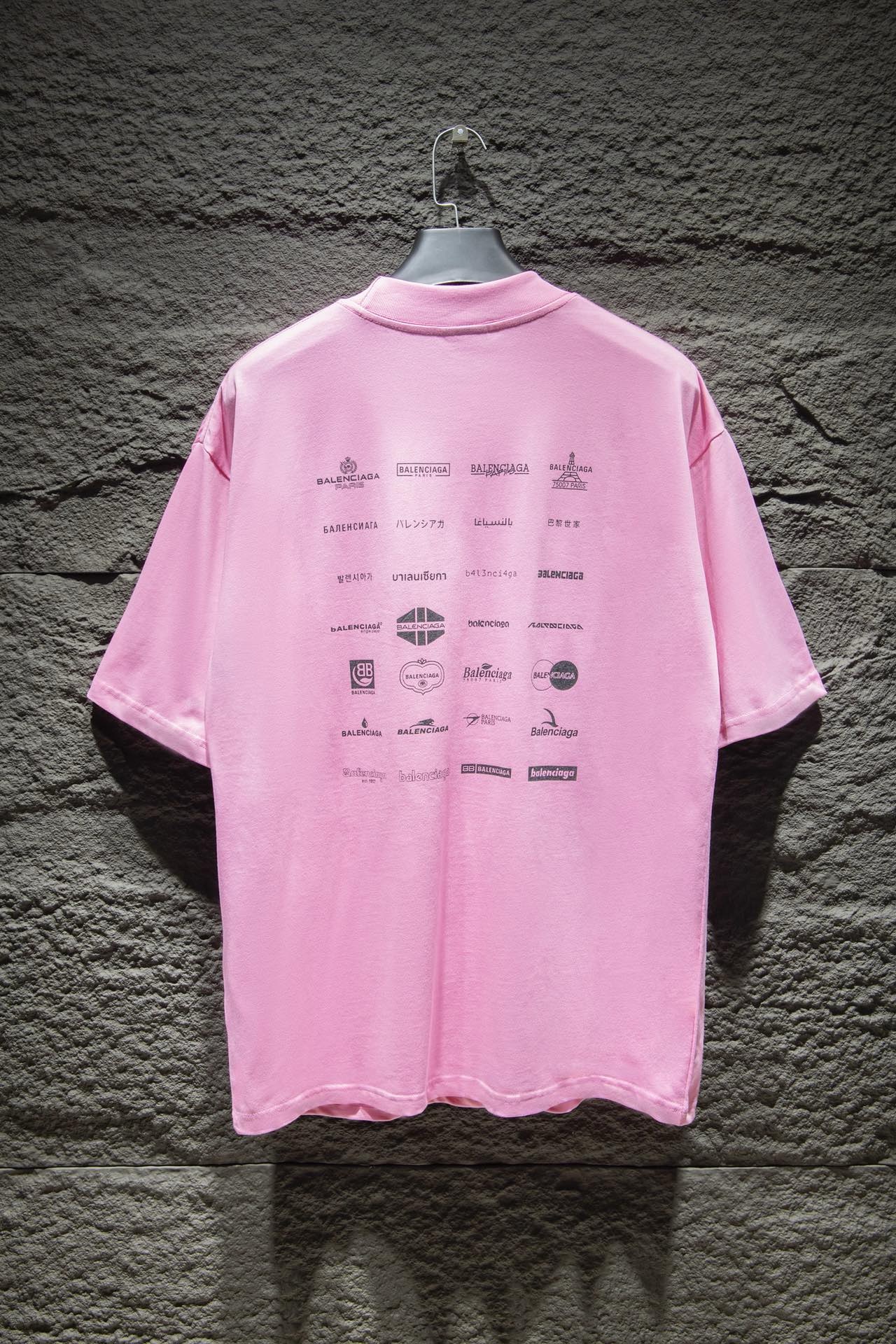 balenciaga logo design pink tee