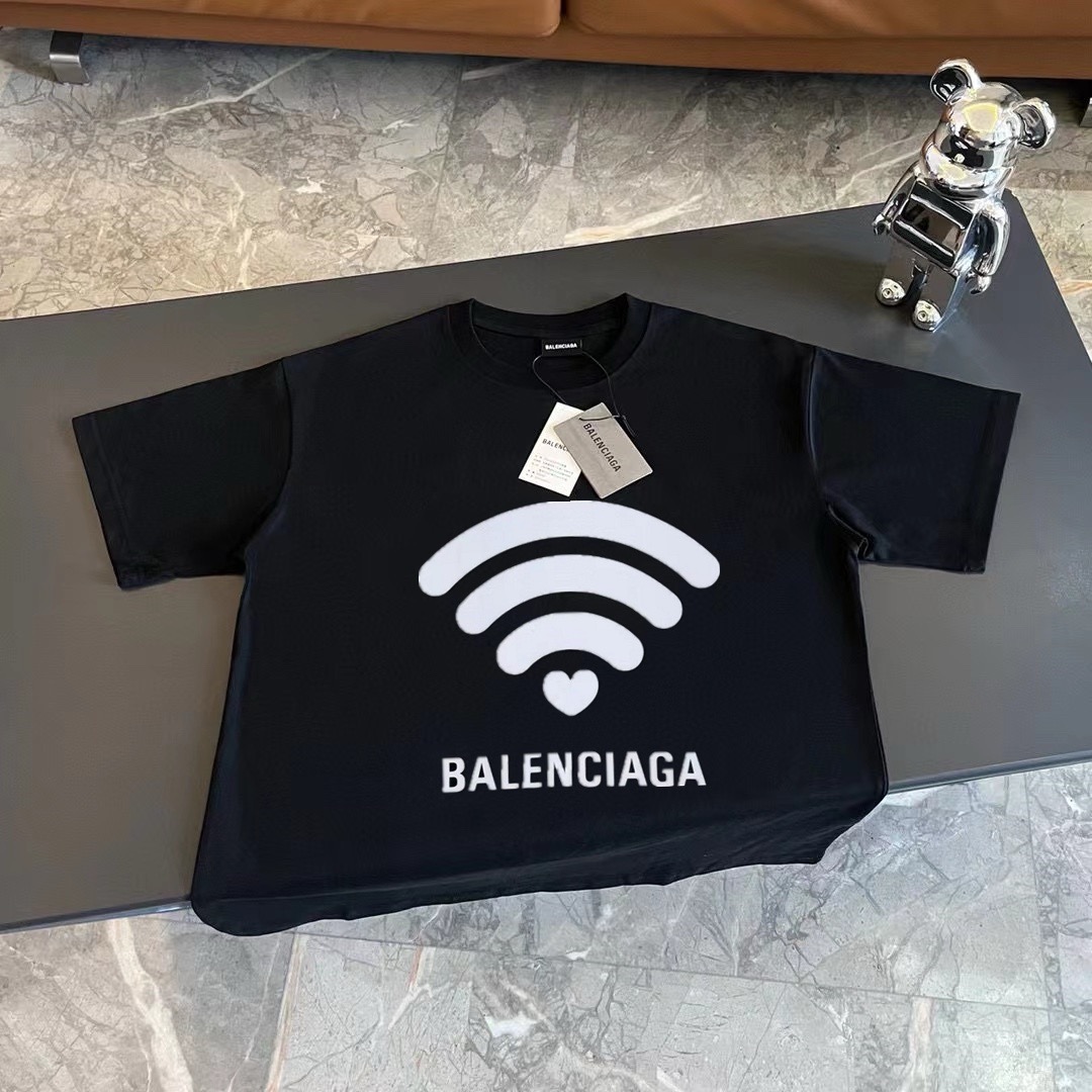 balenciaga wifi 2024ss black and white tee