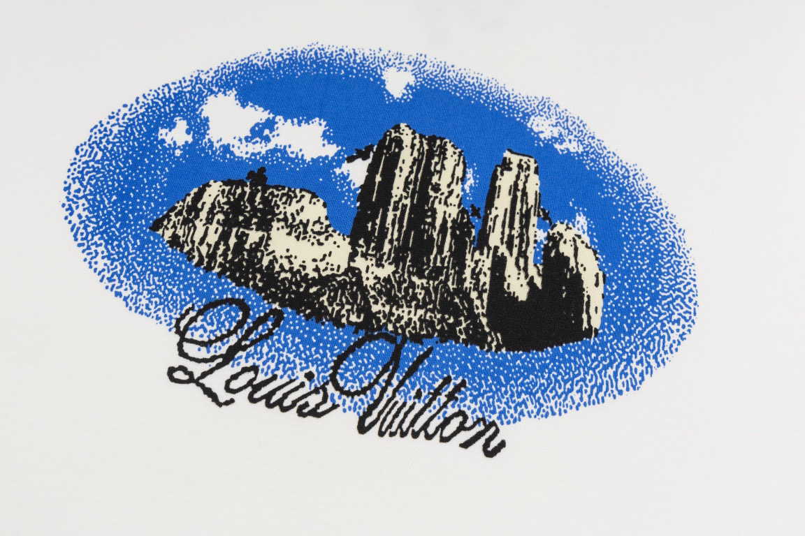 LV 2024 SS Blue Sky Island Tee White Color