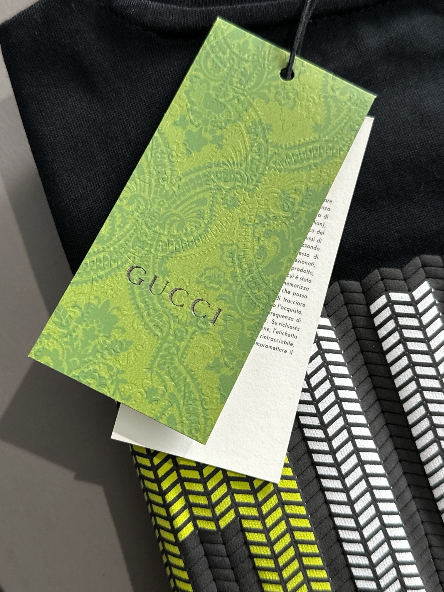 gucci classic checkered patchwork cream and black tee