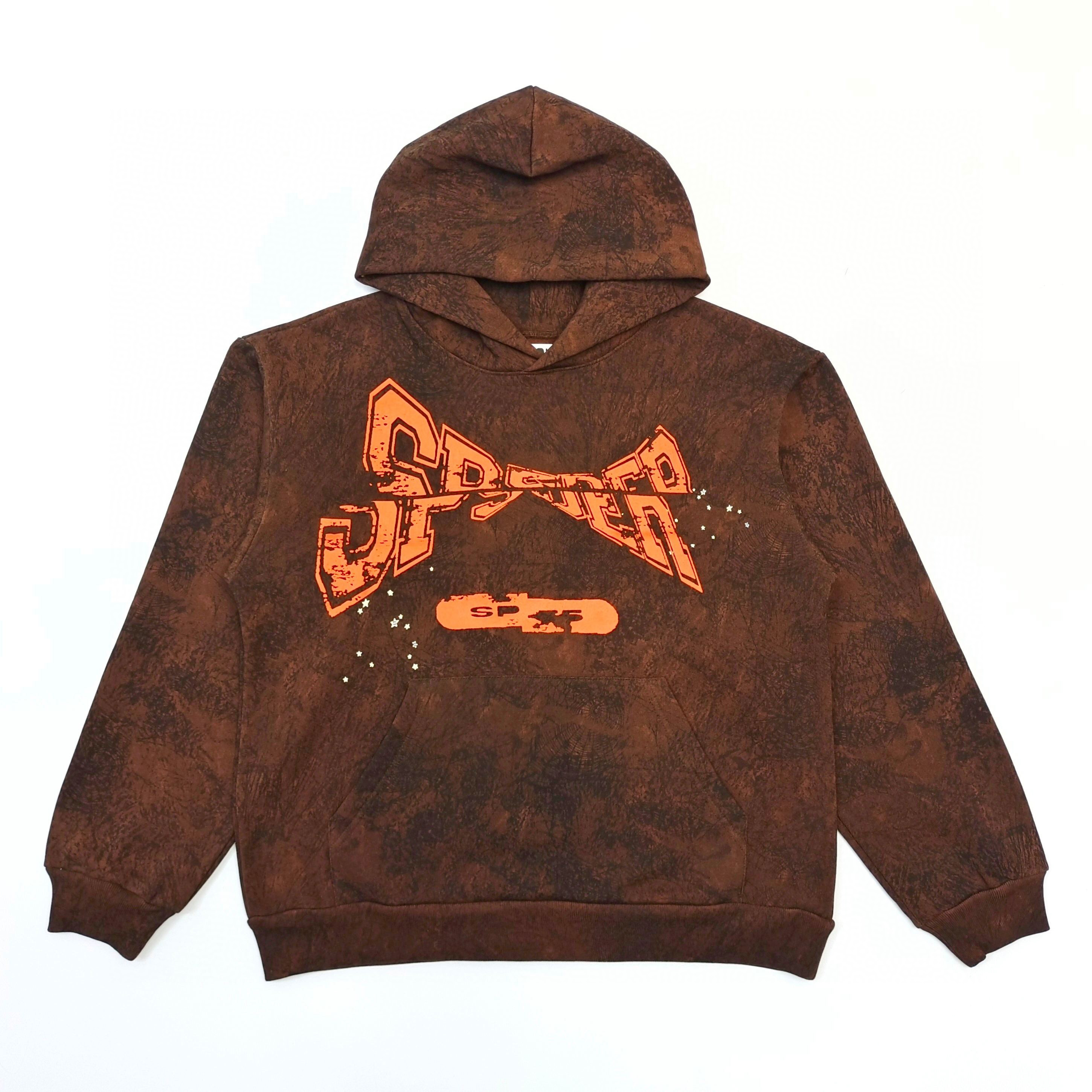 1:1 Best Quality Sp5der Hoodie Dark Brown