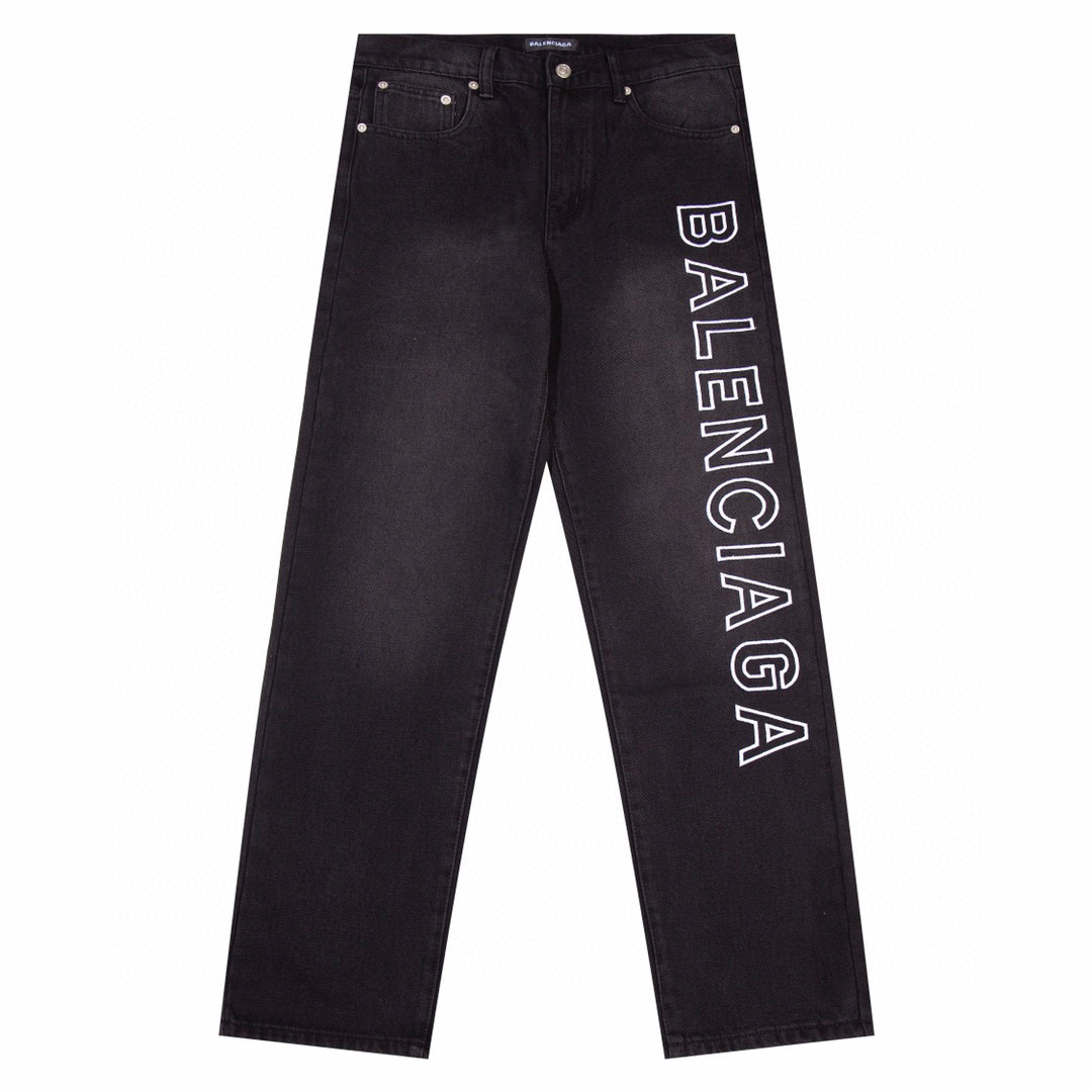 Balenciaga Letters Jeans Black