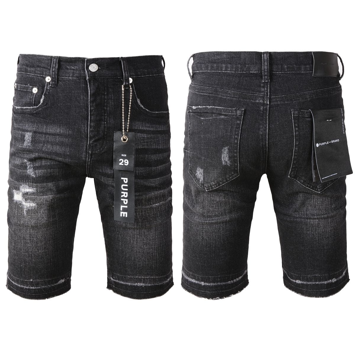 purple washed black high street shorts