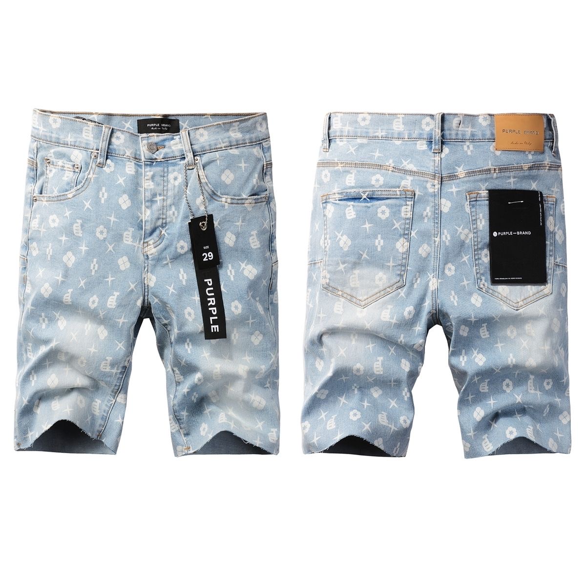 purple brand hand-painted art print shorts
