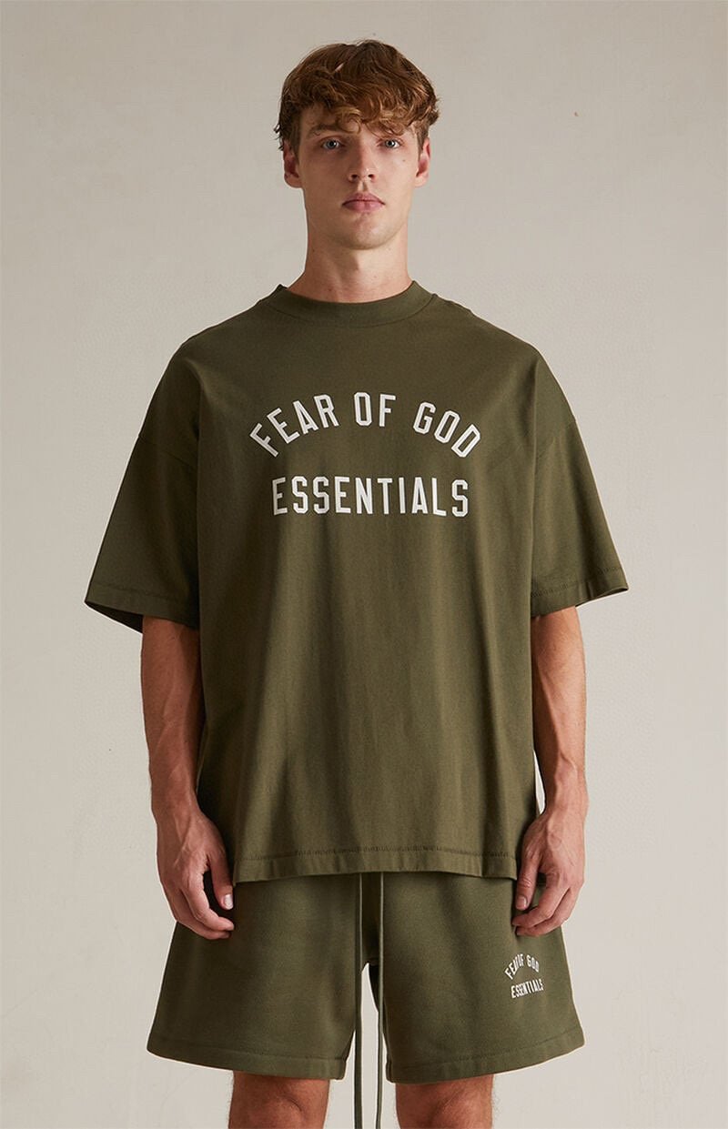 1:1 Best Quality Fear of God ESSENTIALS Fall 24 Back to School Tee Olive