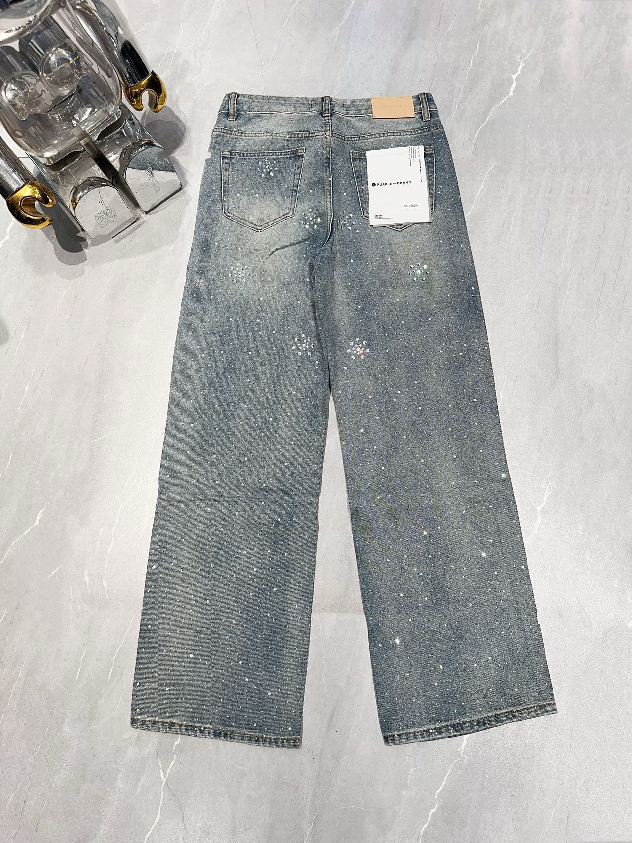 1:1 Best Quality flower Jeans lightblue olor