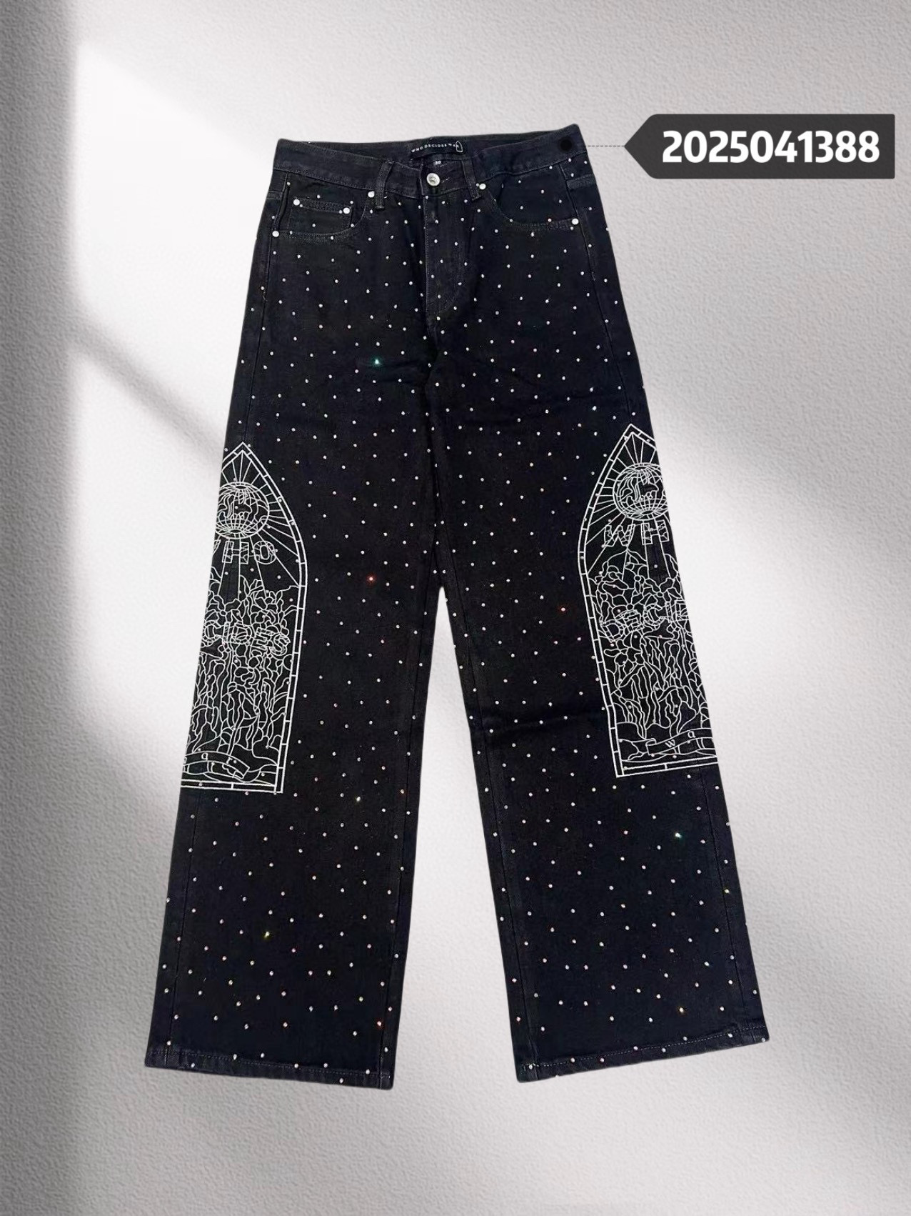 1:1 Best Quality who decides war Full Diamond Jeans Black