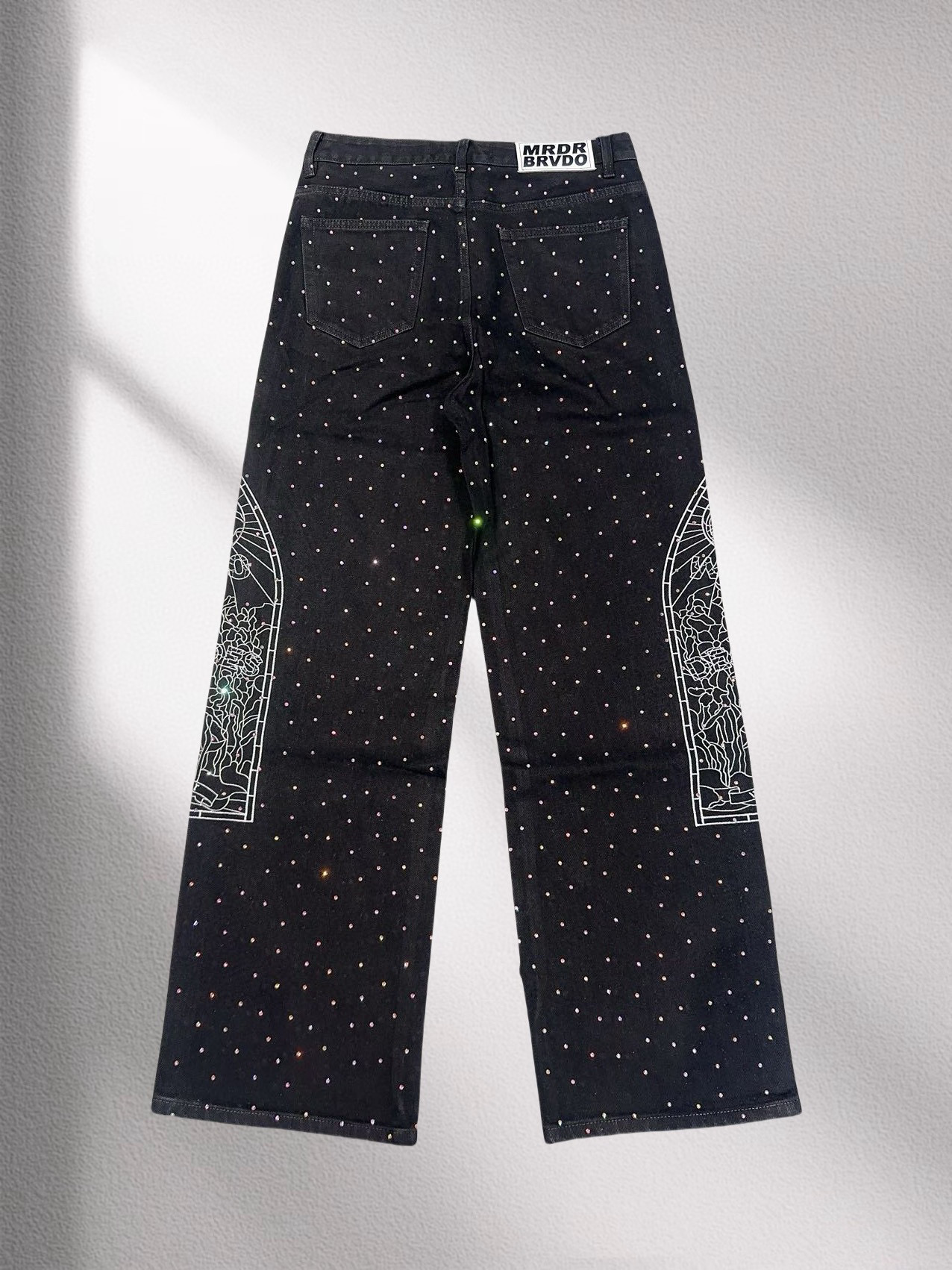 1:1 Best Quality who decides war Full Diamond Jeans Black