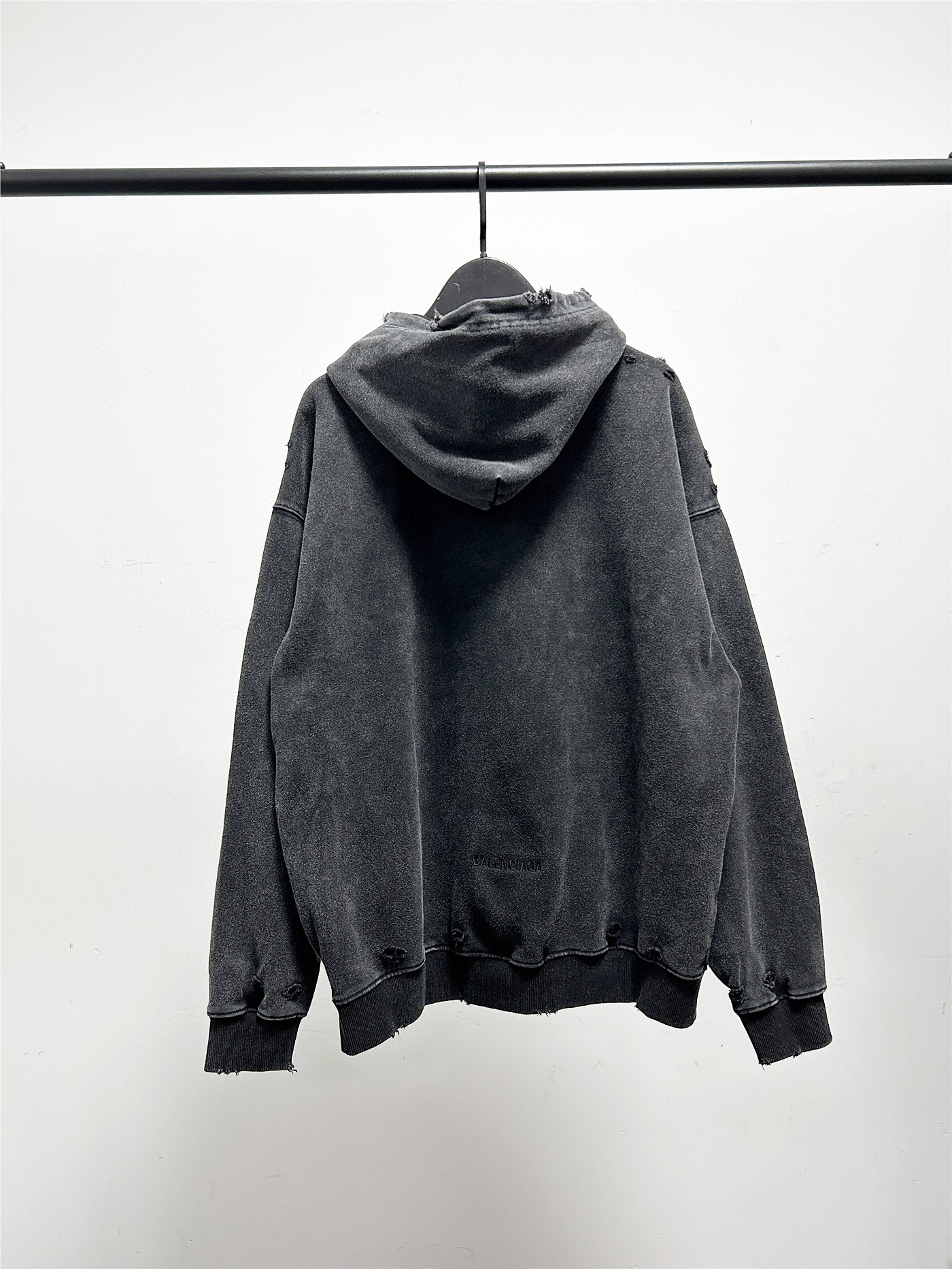 Balenciaga Statue of liberty Printed with hole design Hoodie washed Black