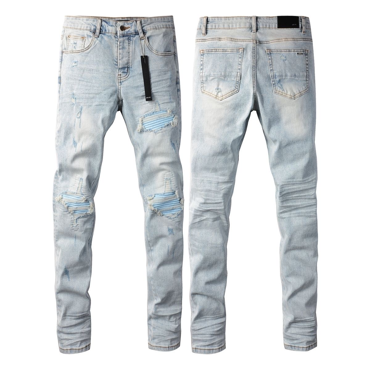 No. 8890 AMIRI Sky Blue Hole Jeans in light blue Jeans
