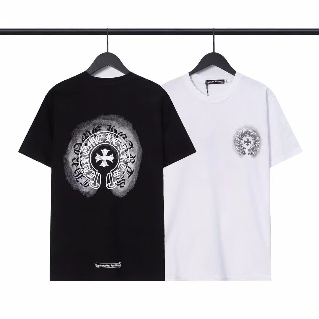 Chrome heart classic trendy black and white tees