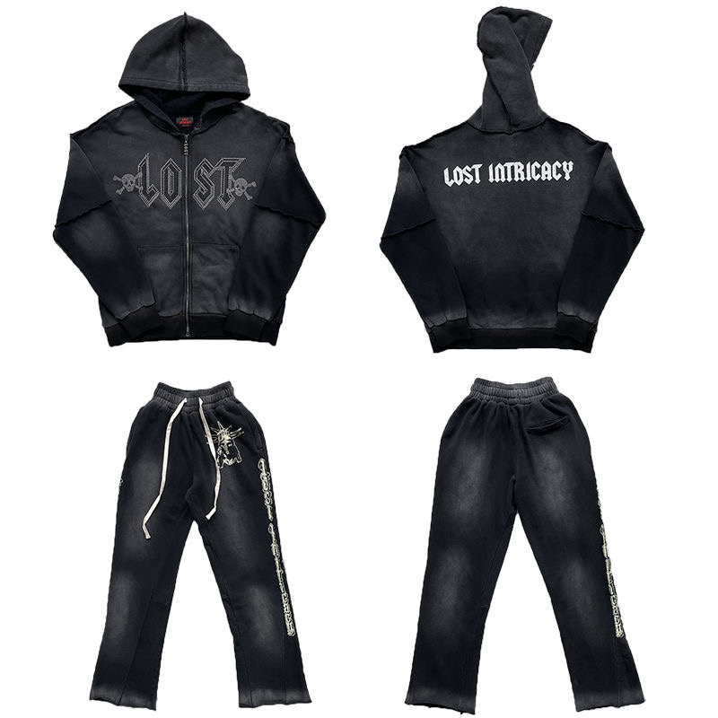 1:1 Best Quality Lost intricacy Rhinestone Zip Hoodie or Pants