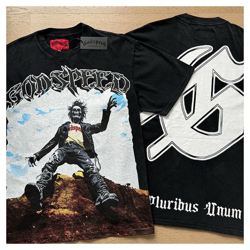 Godspeed Skull person rock Tee Black