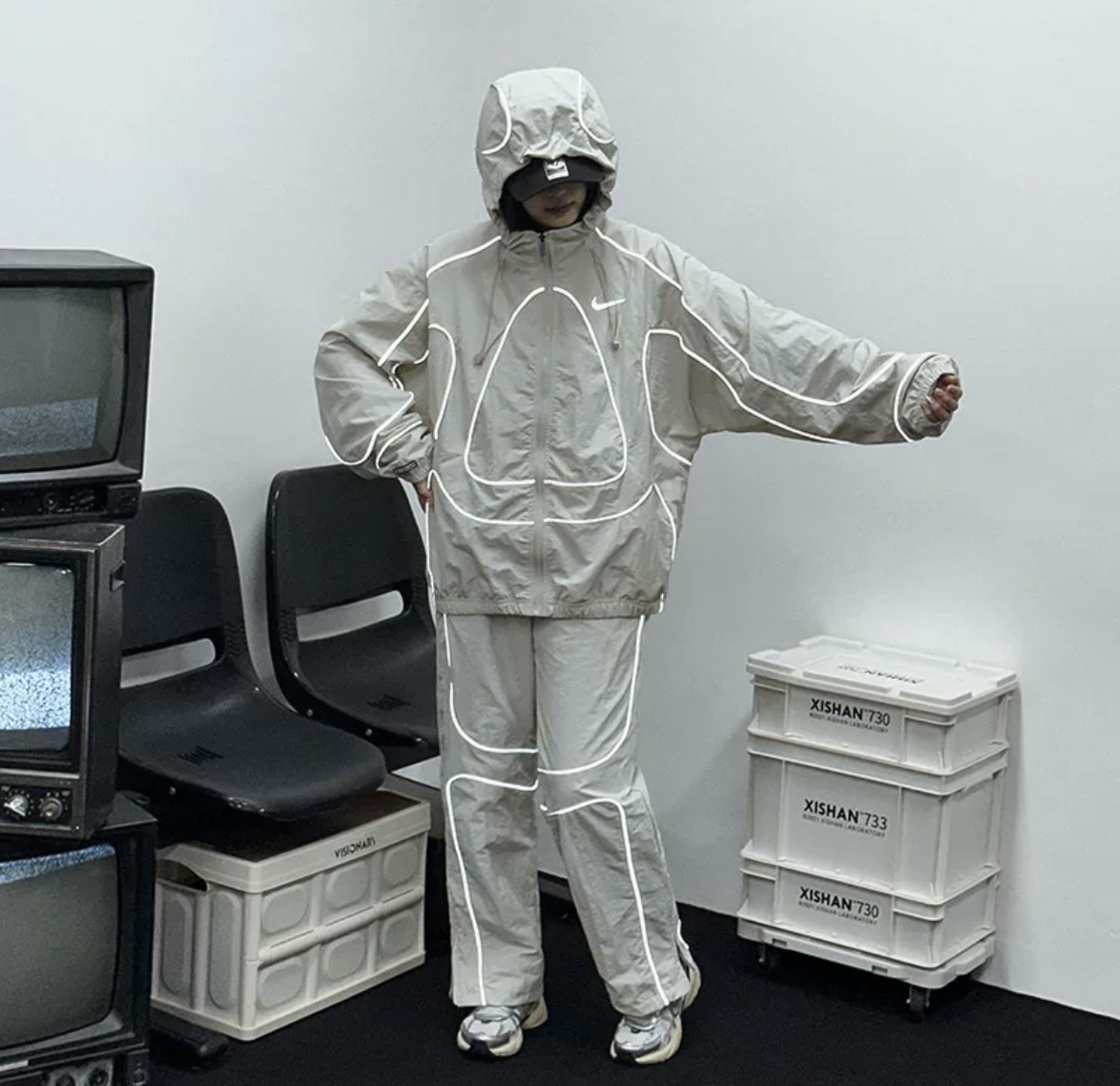 NK & Corteiz reflective Jacket and pants Set 3 Colors