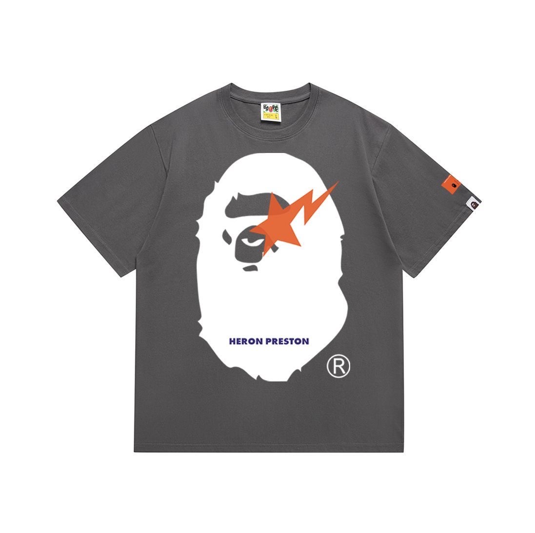 Bape gorilla head lighting printed T shirt