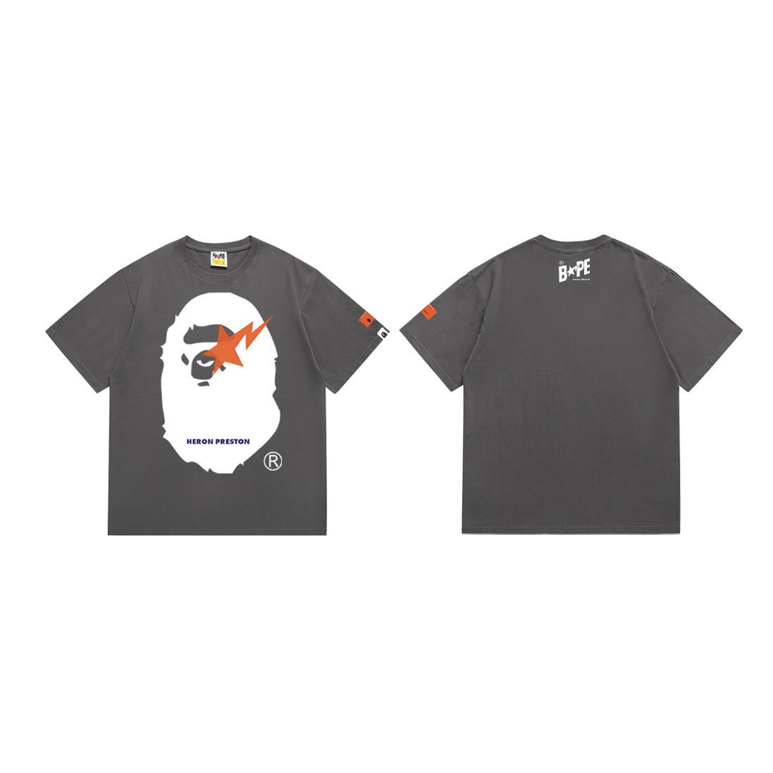 Bape gorilla head lighting printed T shirt