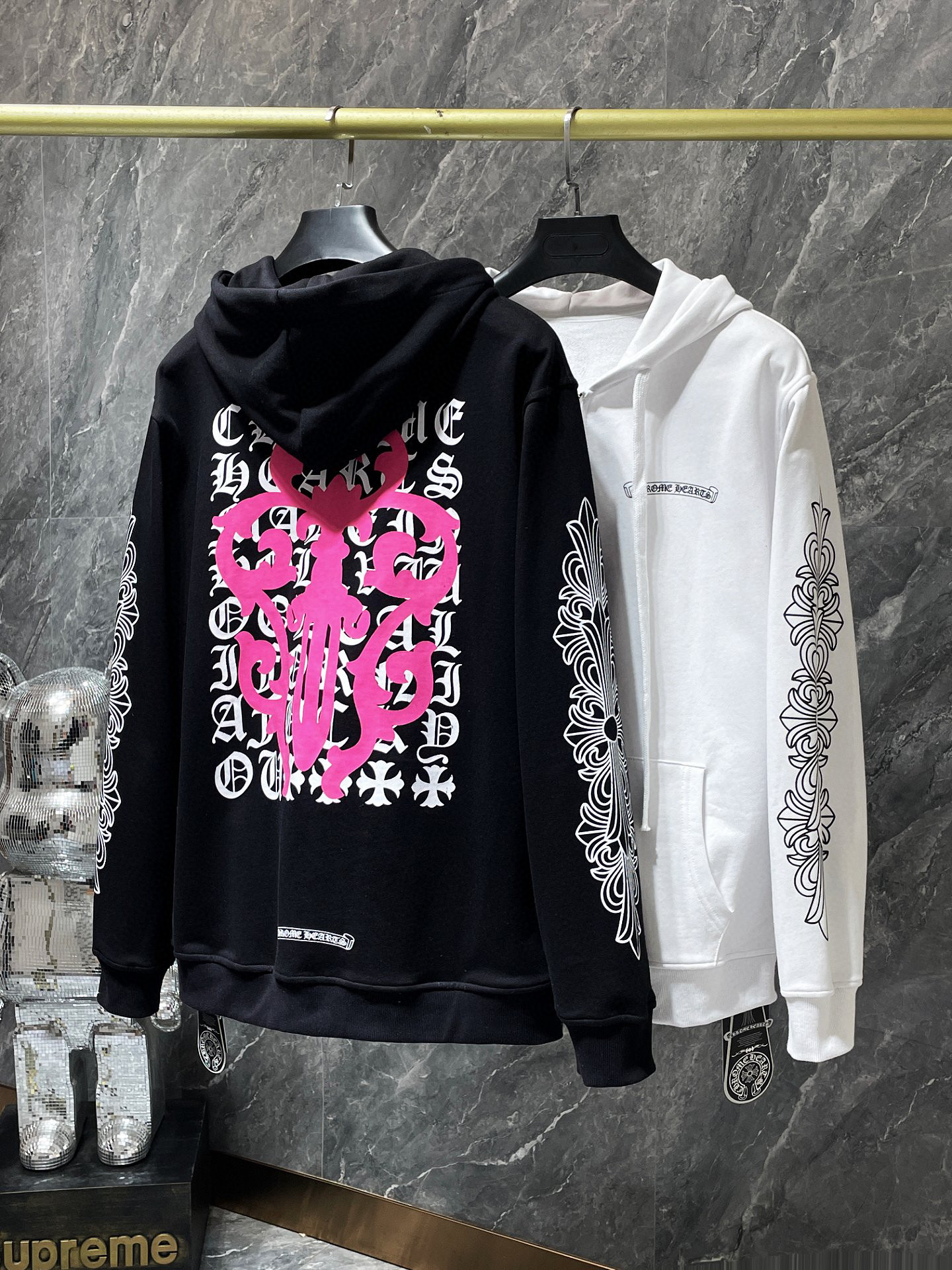 Chrome Hearts Back Pink sword Logo Zipper Hoodie 2 Colors