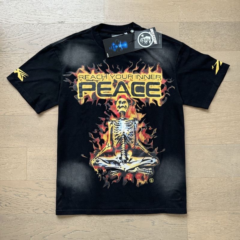 Hellstar retro skull print washed color tee
