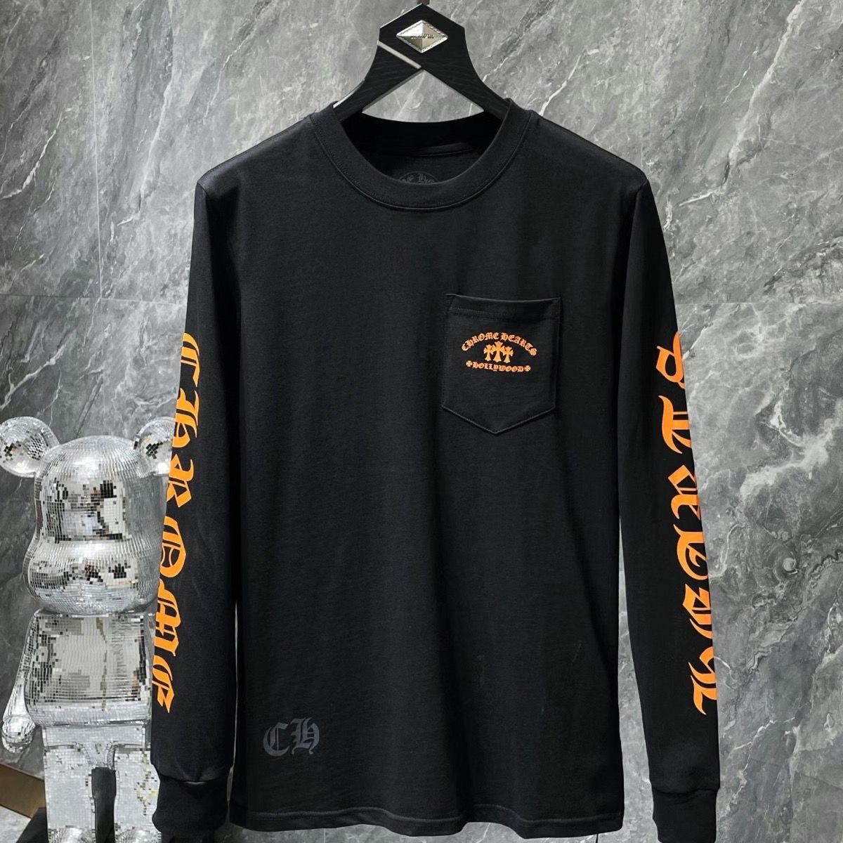 Chrome heart black and white orange logo long sleeves