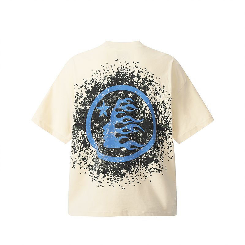 Hellstar cream and blue logo tee