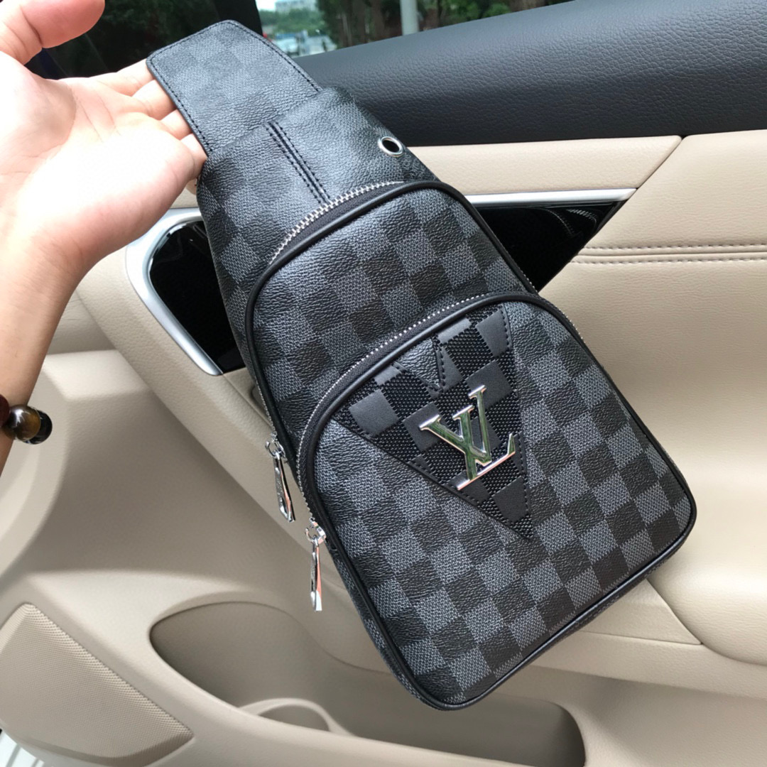 LV Single Shoulder Bag Black Checker size 29*16*6cm