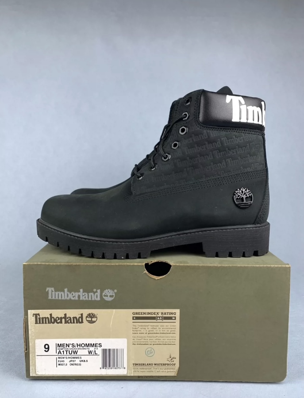 Timberland White Logo Letters Boot Black
