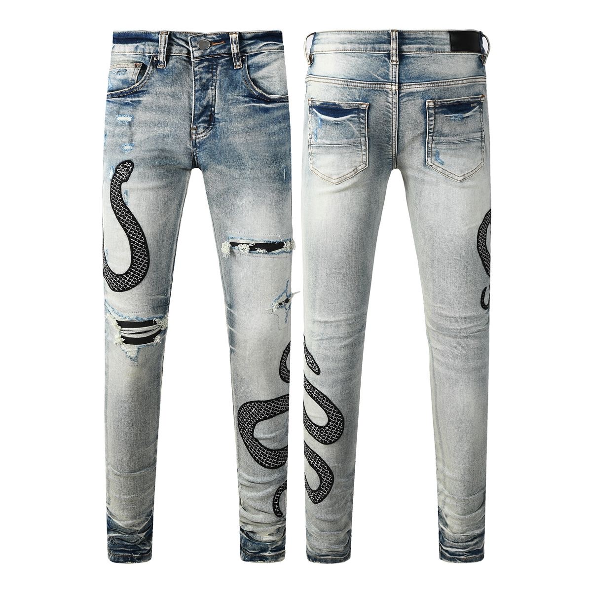 No. 8934 AMIRI snake Jeans Blue