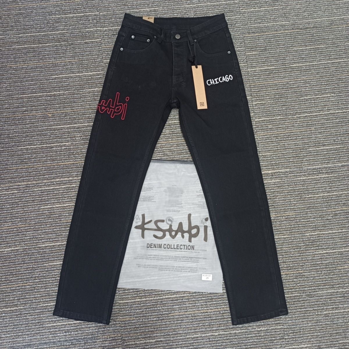 Ksubi Red Logo Jeans Black Color