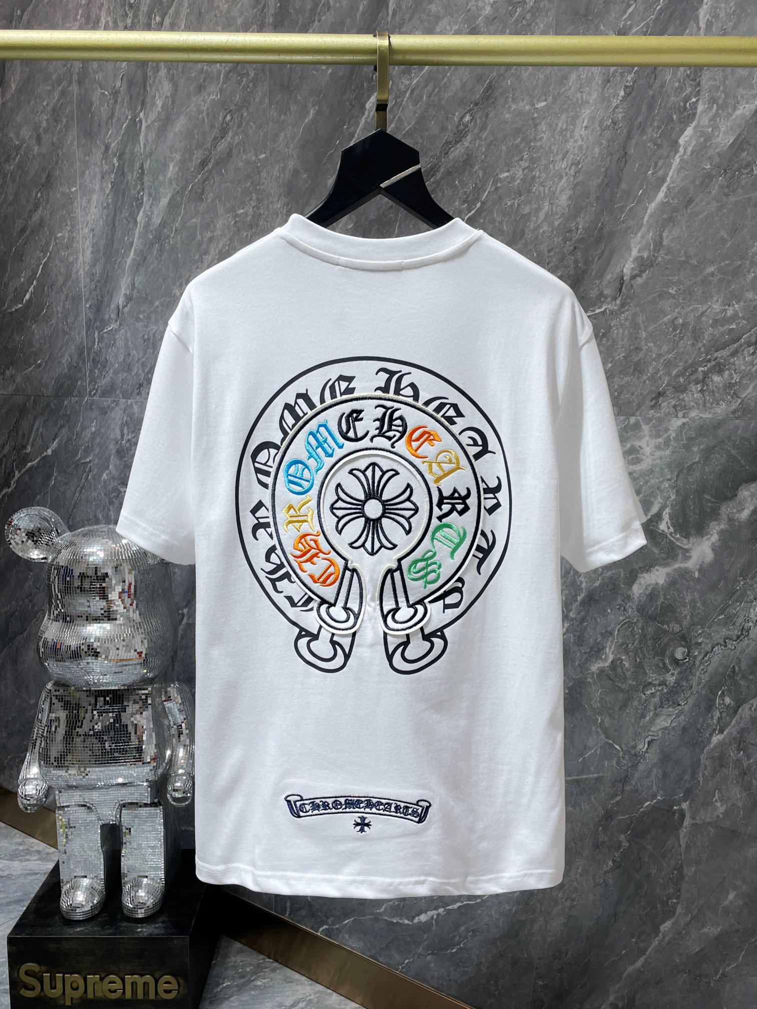 Chrome Heart Colorful Logo embroidery letters Tee White