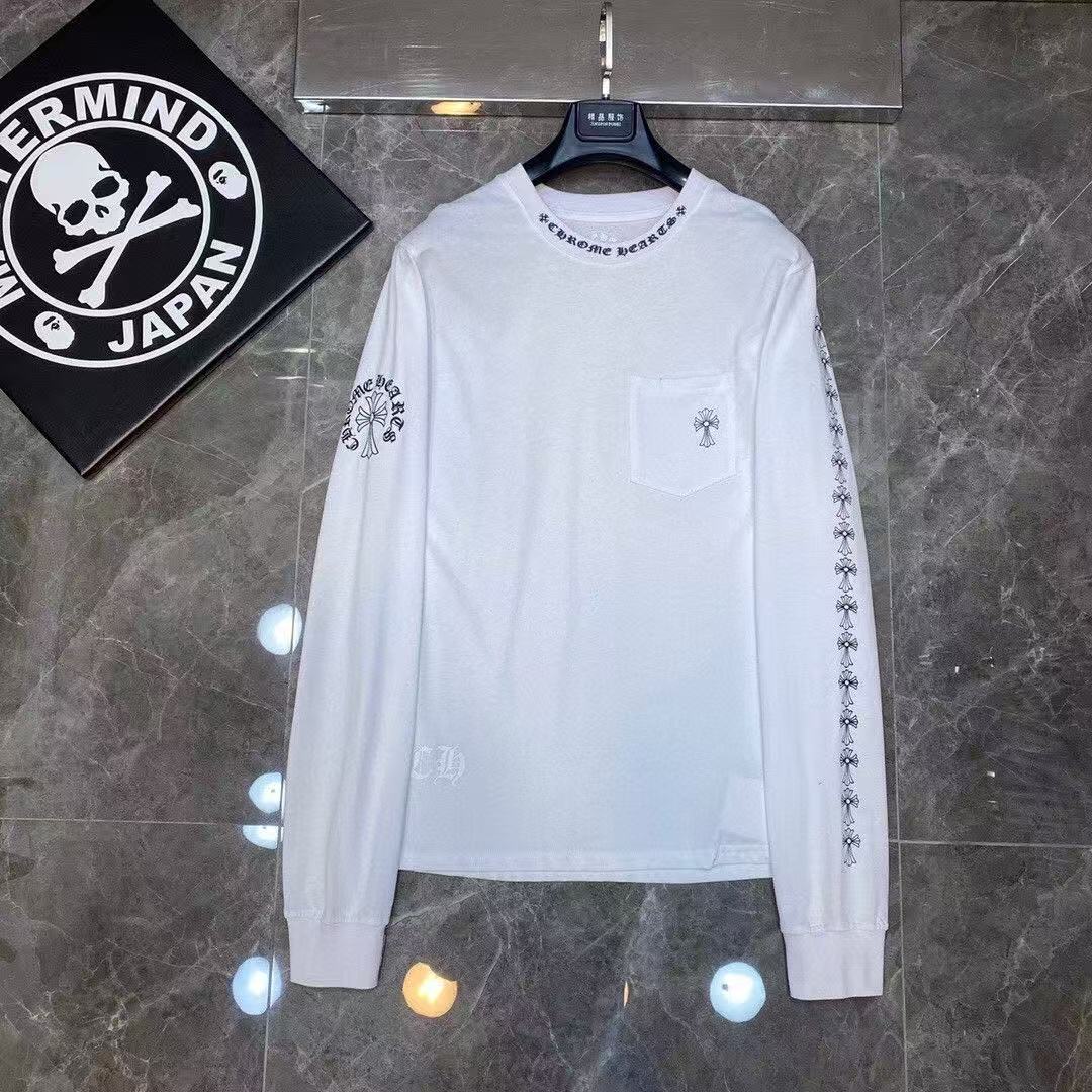 chrome Heart Buddhist script printed casual multi-purpose cross-shaped long-sleeved T-shirt