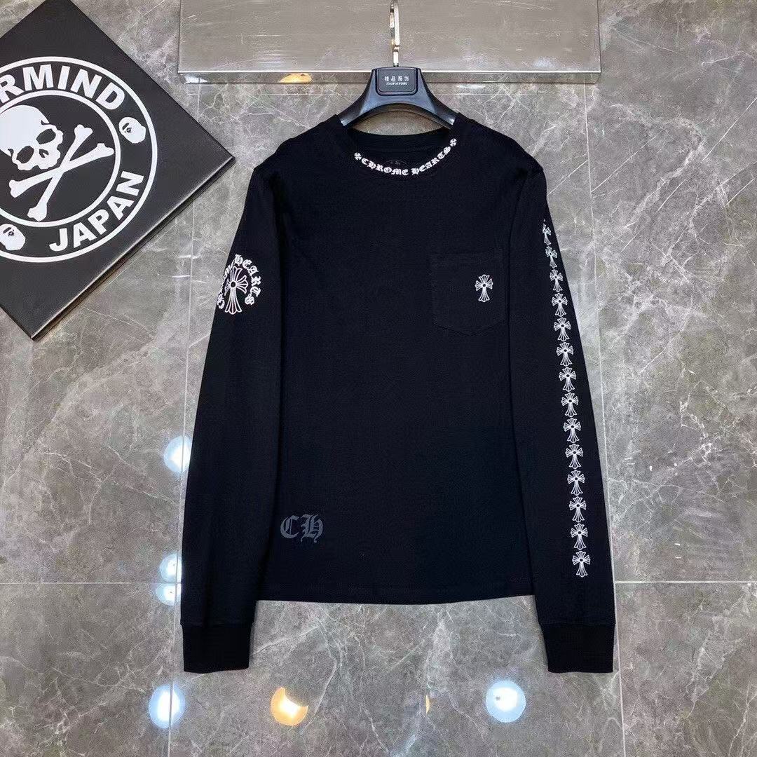 chrome Heart Buddhist script printed casual multi-purpose cross-shaped long-sleeved T-shirt