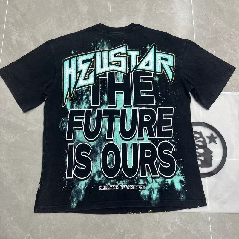 Hellstar Vintage Retro Print Casual Round-neck Short-Sleeve T-shirt