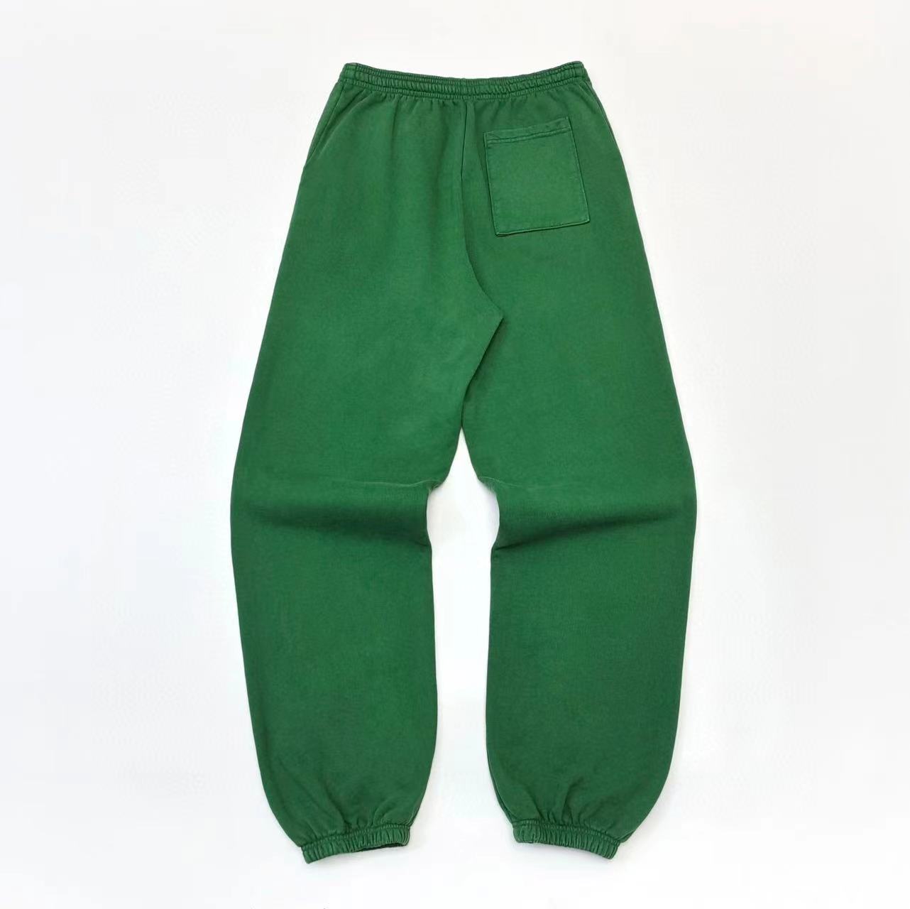 sp5der white star letter logo spider web pants dark green