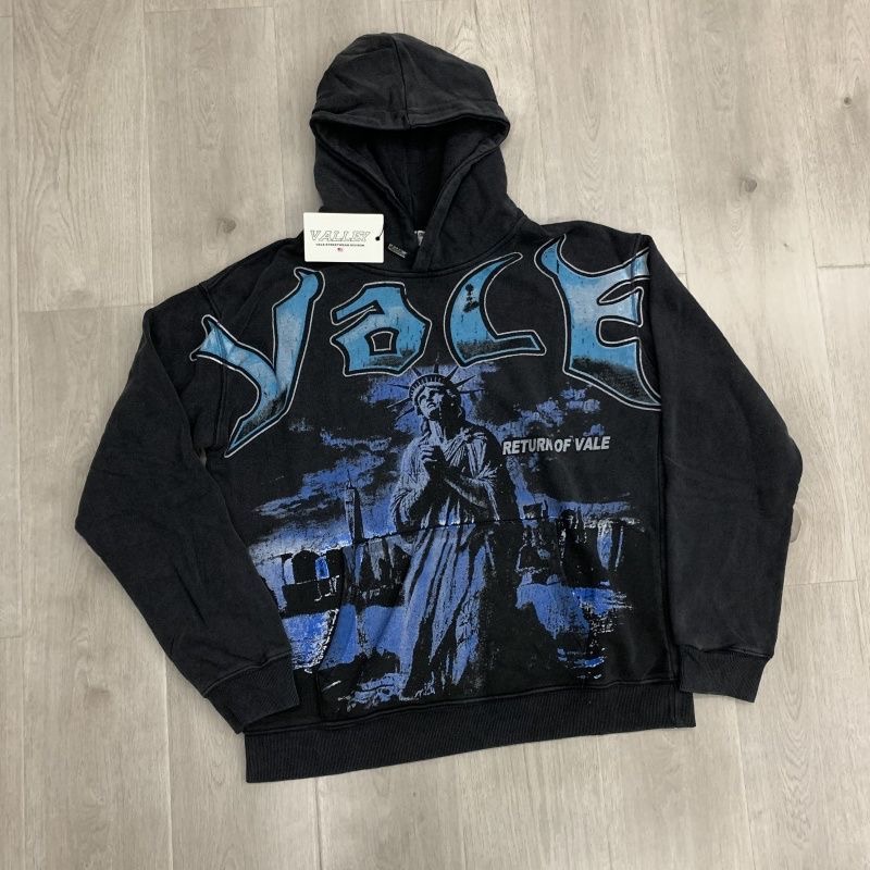 American Trend Vale Forever Retro Print Washed Vintage European High Street Trend Men's and Women's Casual Hooded Sweatshirt
