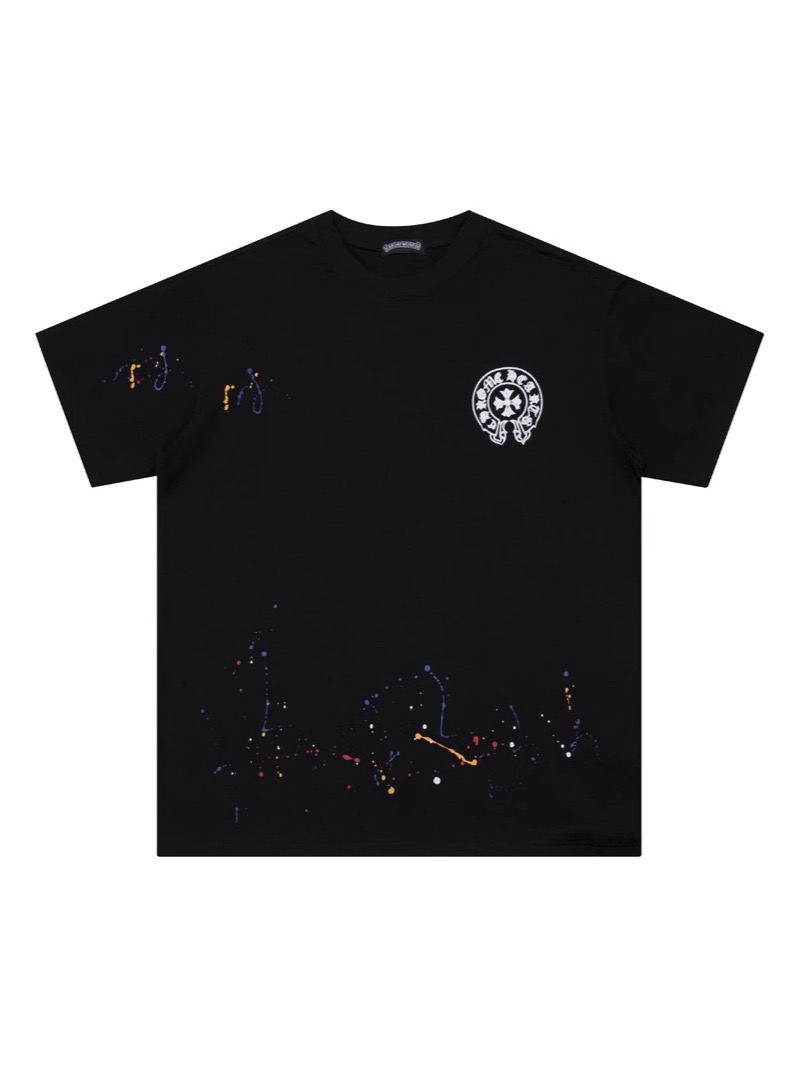 Chrome Hearts T-shirt with Cross Tattoo and Splashed Ink Short Sleeve
