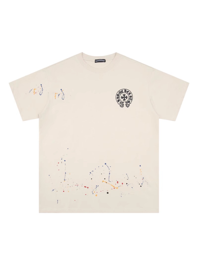 Chrome Hearts T-shirt with Cross Tattoo and Splashed Ink Short Sleeve