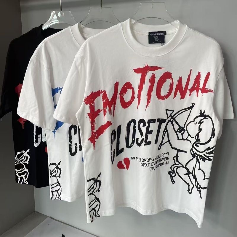 MIXED EMOTION Archery Angel Alphabet Graffiti Short Sleeve T-Shirt