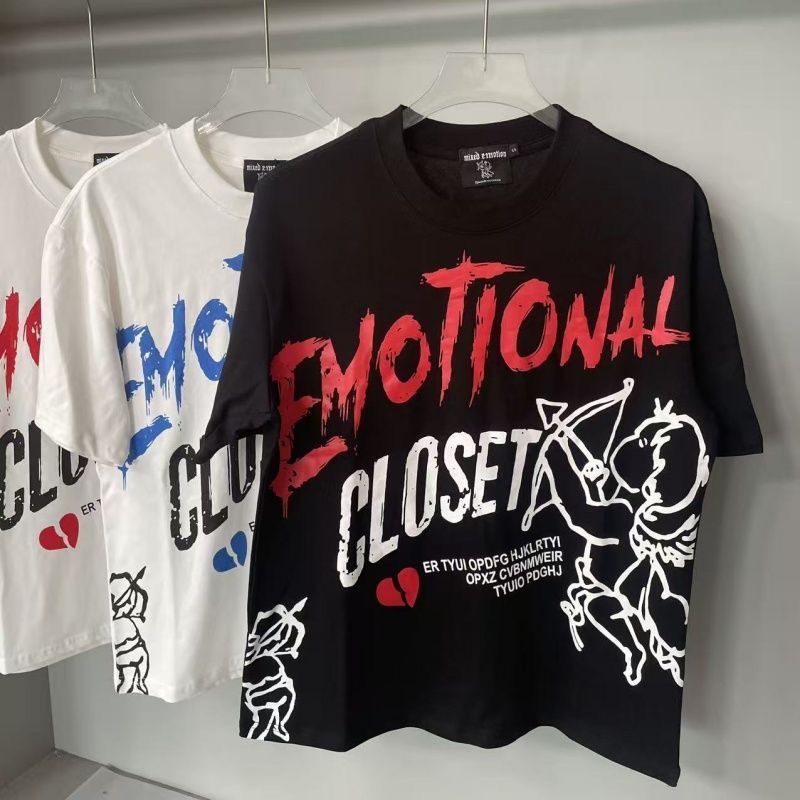 MIXED EMOTION Archery Angel Alphabet Graffiti Short Sleeve T-Shirt
