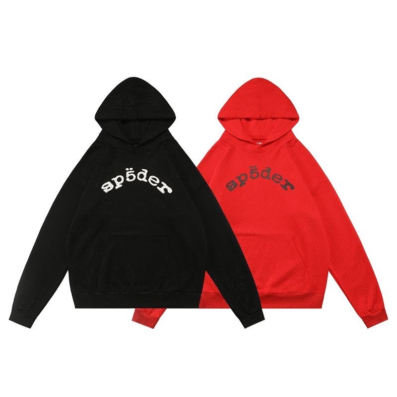 sp5der hip-hop sports leisure full rhinestone hoodie