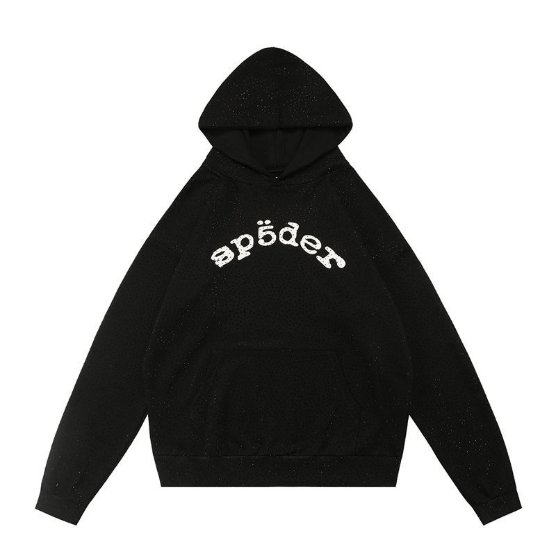 sp5der hip-hop sports leisure full rhinestone hoodie