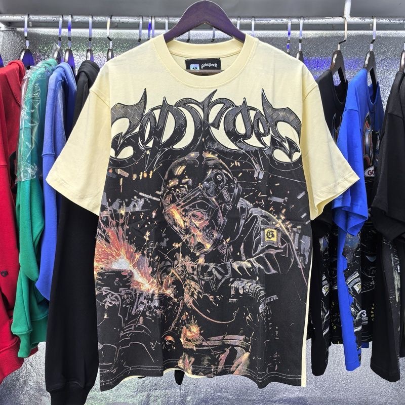 Godspeed Welding Motorcycle Mechanical Style Print Short Sleeve T-Shirt