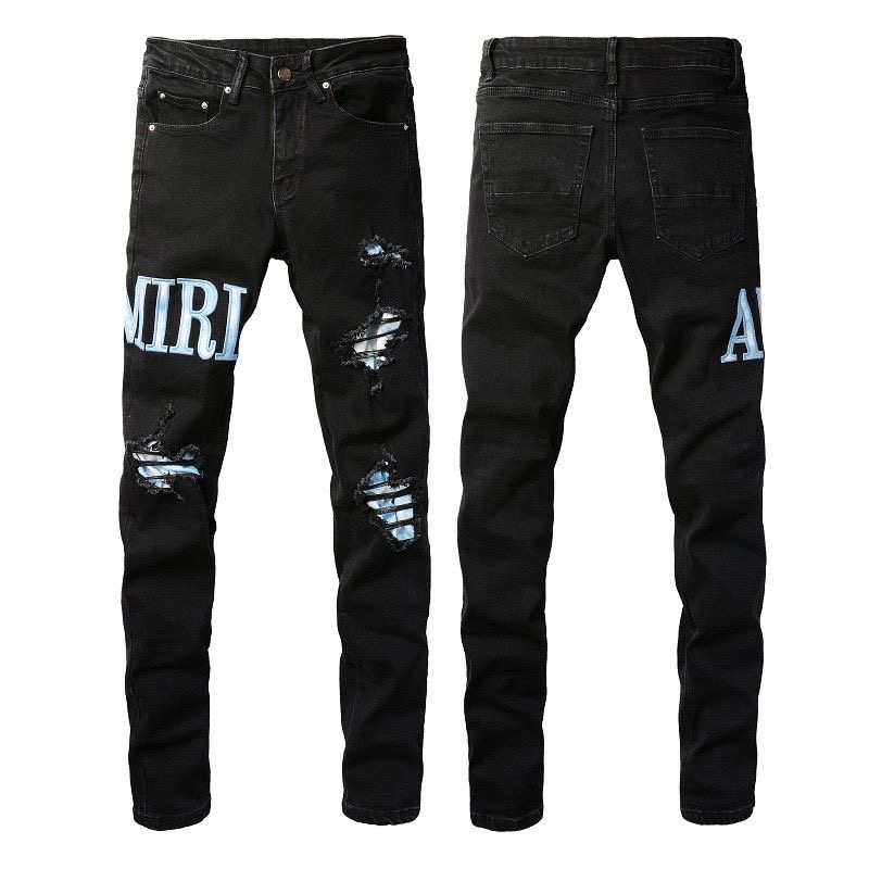 AMIRI Sky Blue Hole Jeans Black Color