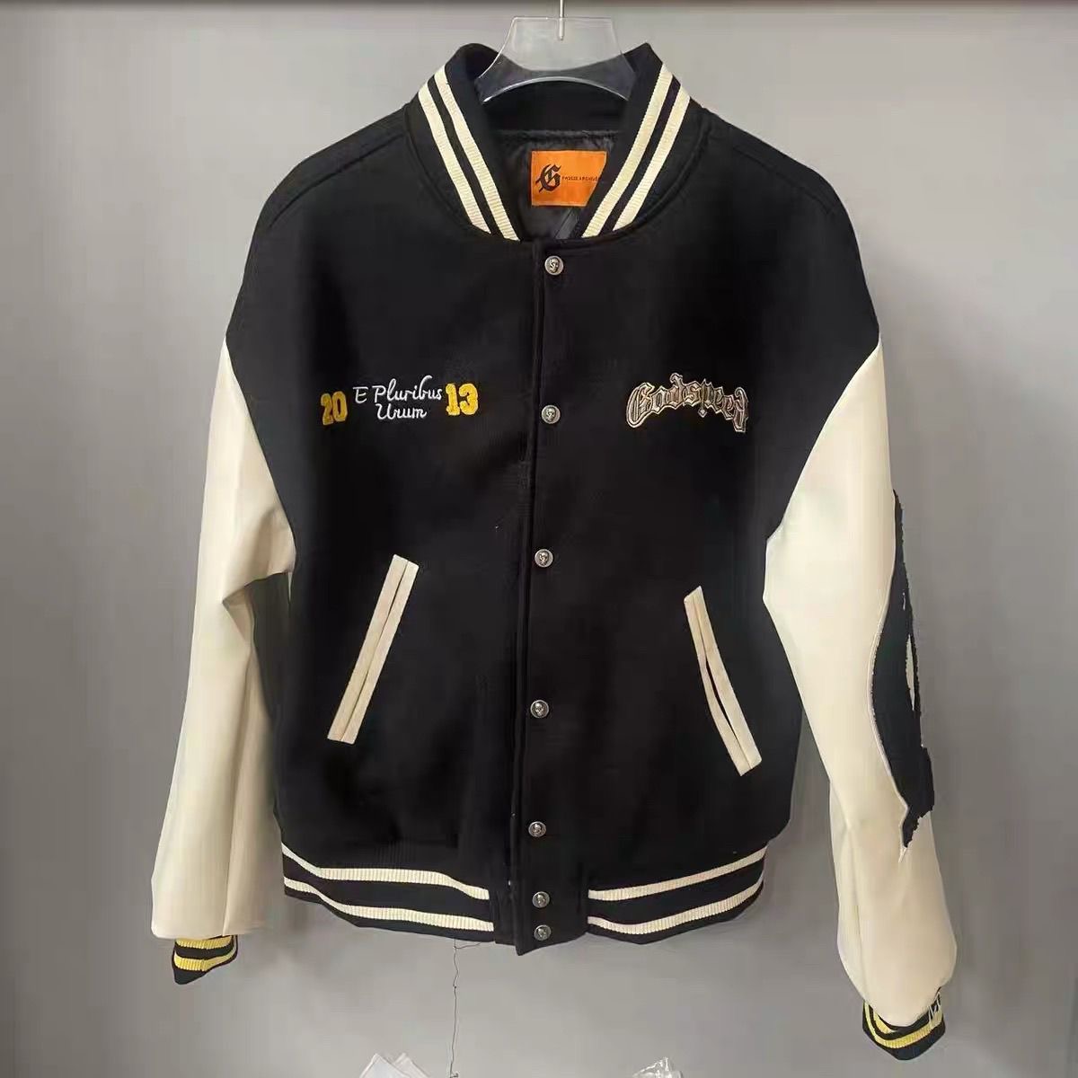 Godspeed Embroidered Quilted Baseball Jacket for Autumn and Winter
