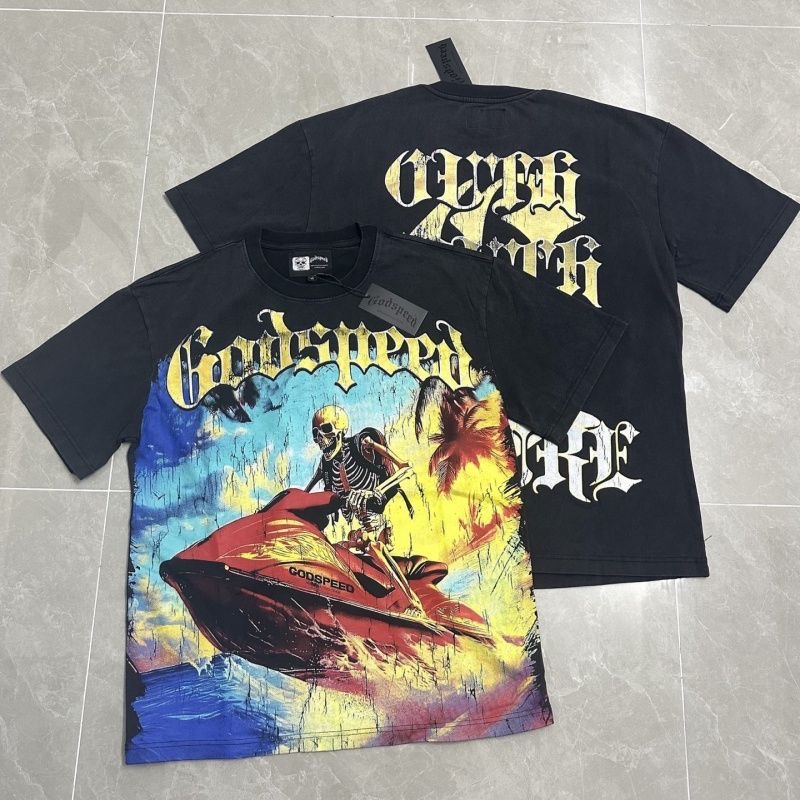 Godspeed Airship Skull Print Short Sleeve T-shirt