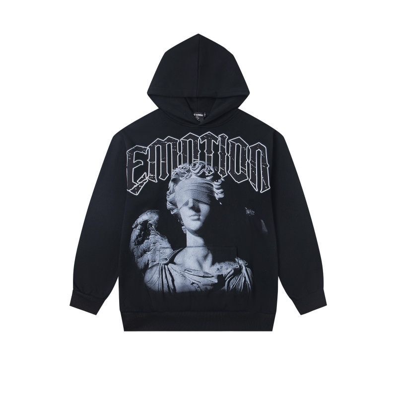 Mixed Emotion - Masked Angel Print Hooded Sweatshirt
